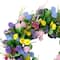 24" Pink, Blue & Yellow Spring Echinops & Chrysanthemum Floral Wreath